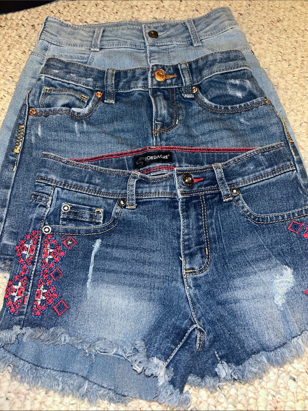 Girls Size 7 Blue Denim Shorts and Skirt Bundle